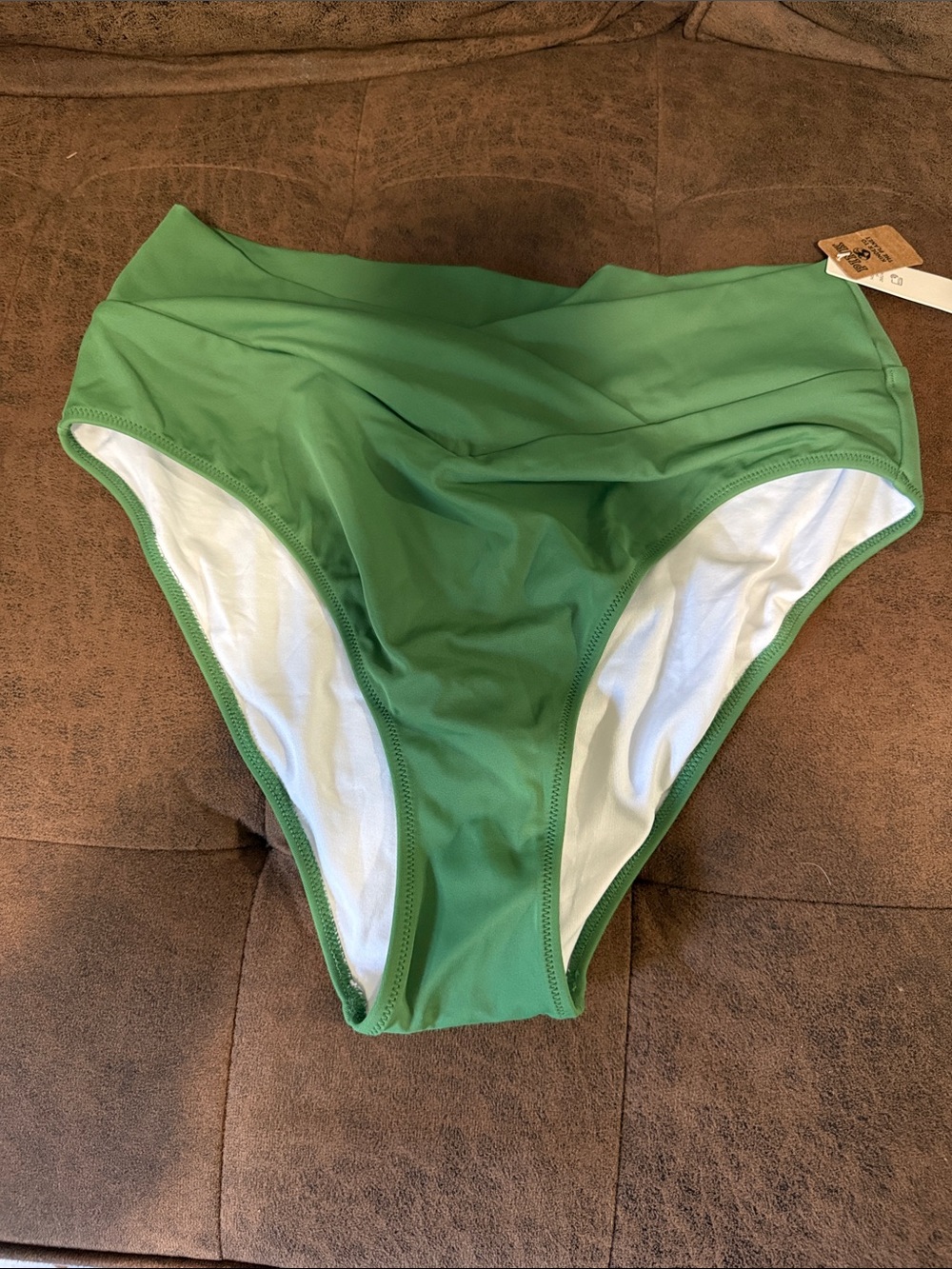 PINK Victoria's Secret Solid Green High-Waist Bikini Bottom